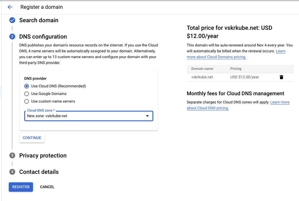 Registering a Google Cloud Domain
